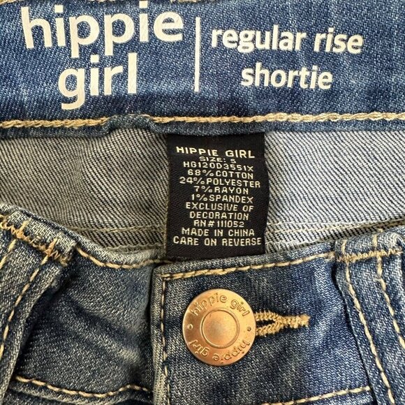Hippie Girl NWT Girl’s Size 5 Shortie Reg-Rise Stretch Lace Trim Jean Shorts NEW - Picture 5 of 5